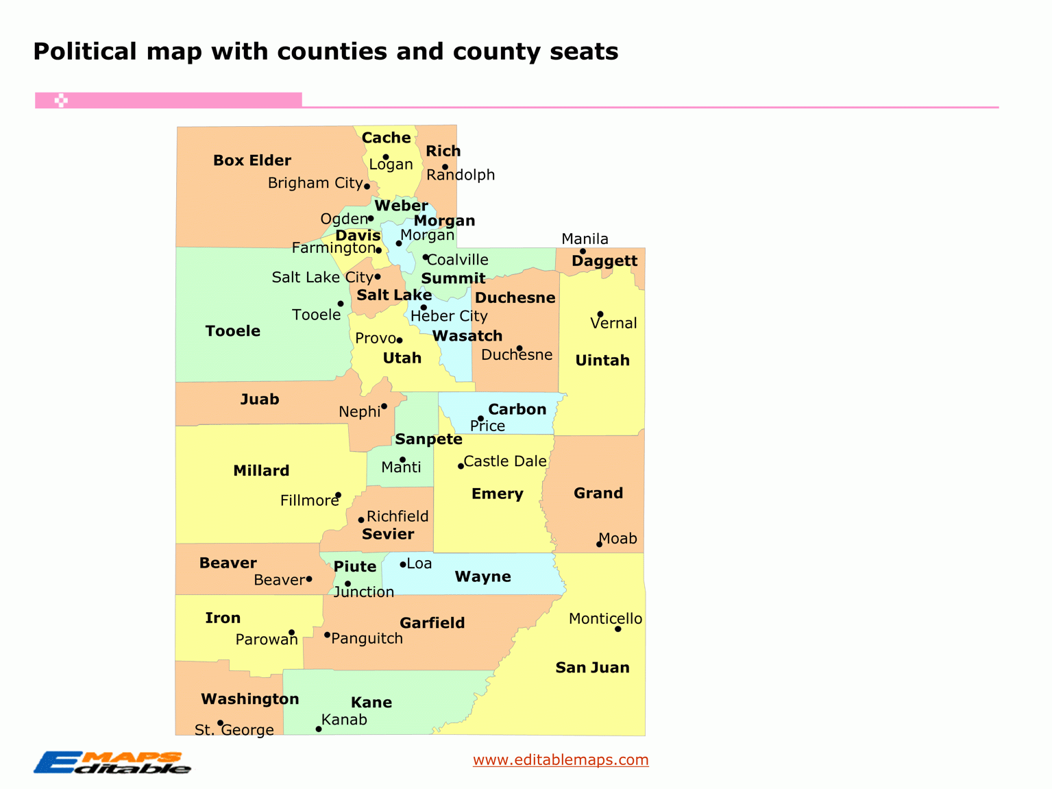 map of counties in utah