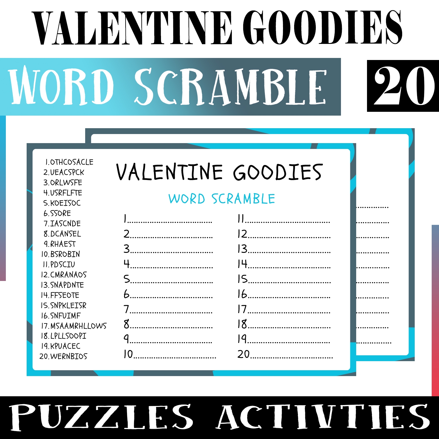 Valentine Goodies No Prep Word Scramble Puzzle Worksheet Activity For Morning Work Made By Teachers Valentine Goodies No Prep Word Scramble Puzzle Worksheet Activity For Morning Work Made By Teachers