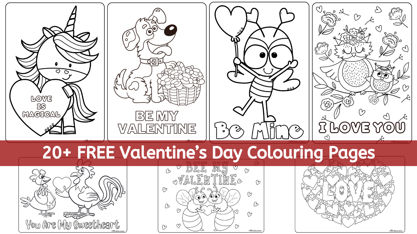 happy valentines day colouring pages