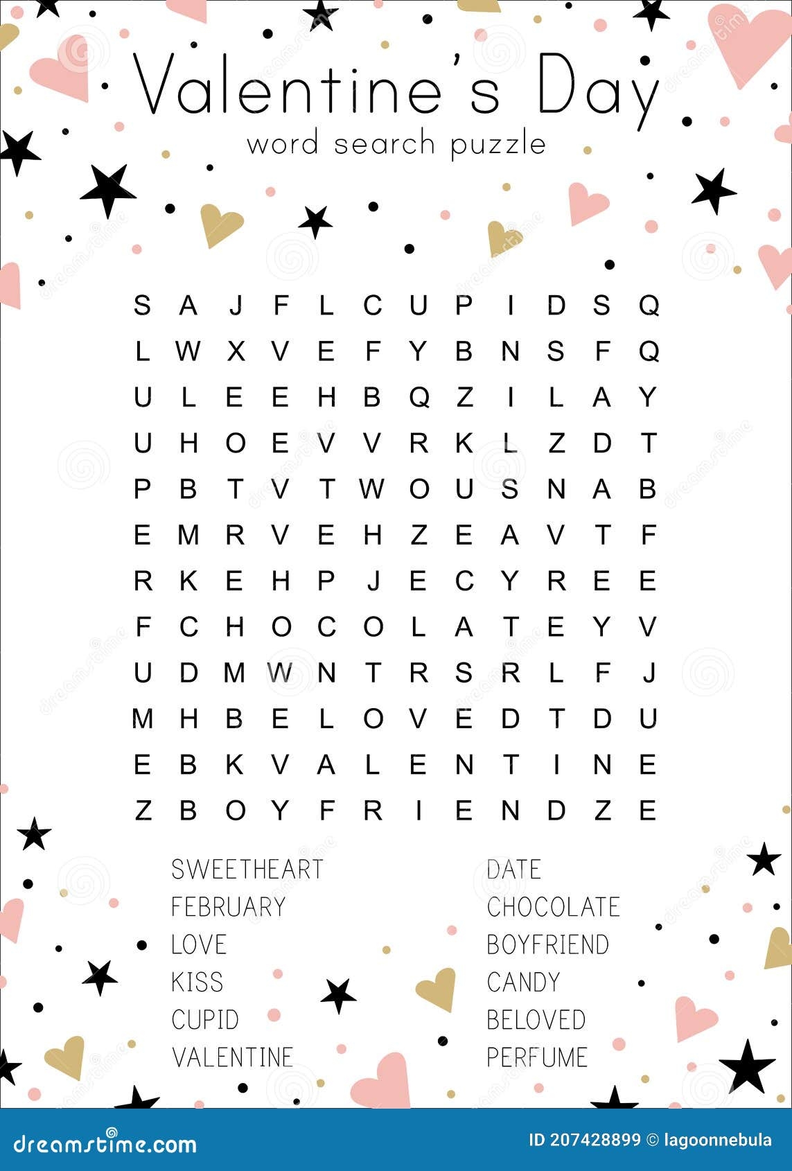 Valentine s Day Word Search Puzzle Educational Game For Children Stock Vector Illustration Of Post Activity 207428899