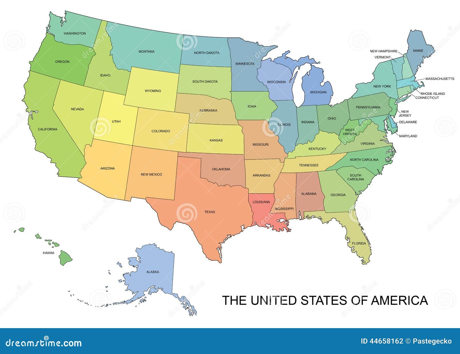map of us in color