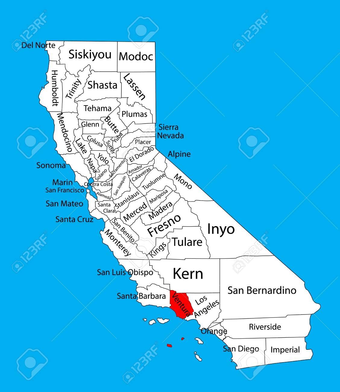 Ventura County California United States Of America Vector Map Isolated On Background Editable Map Of California Royalty Free SVG Cliparts Vectors And Stock Illustration Image 72456613 