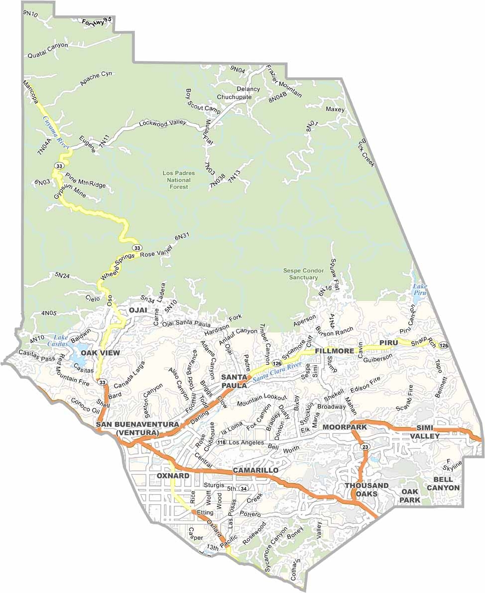 Ventura County Map California US County Maps