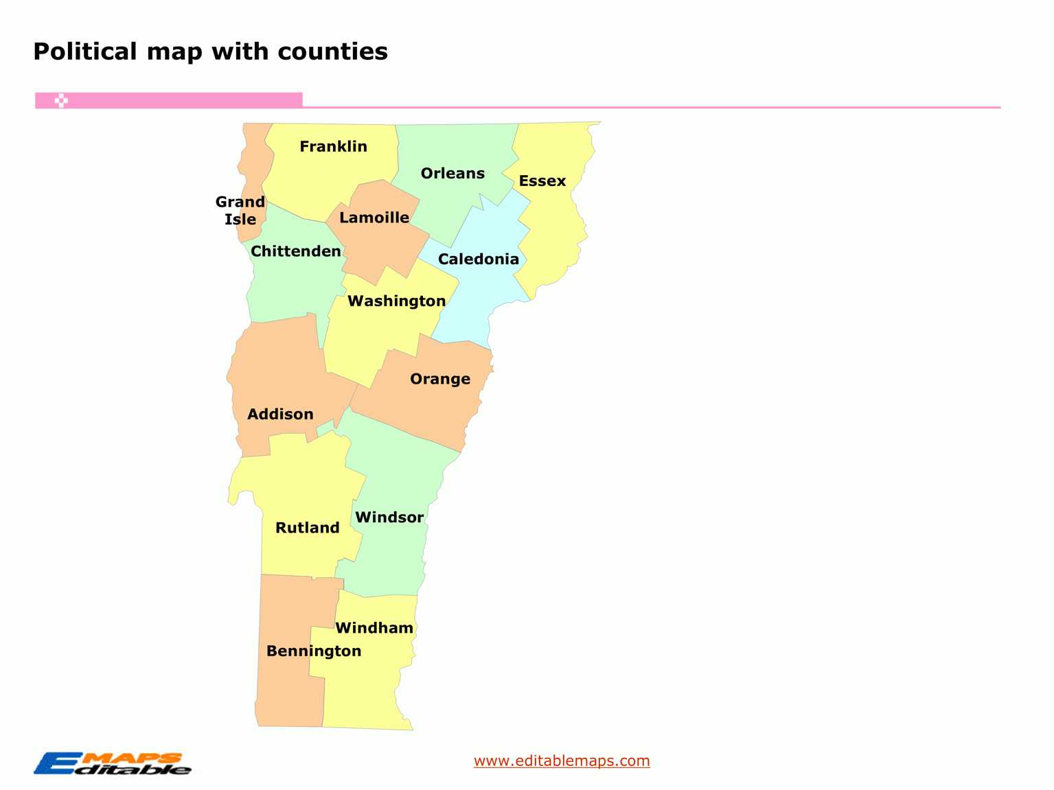 map of vermont by county