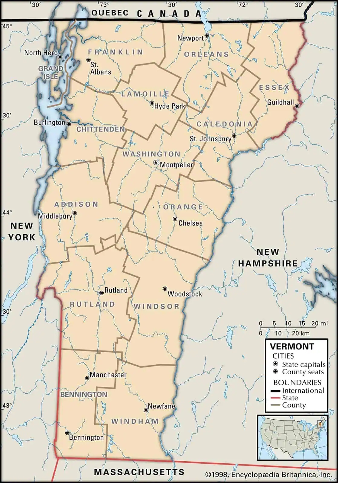 Vermont County Maps Interactive History Complete List