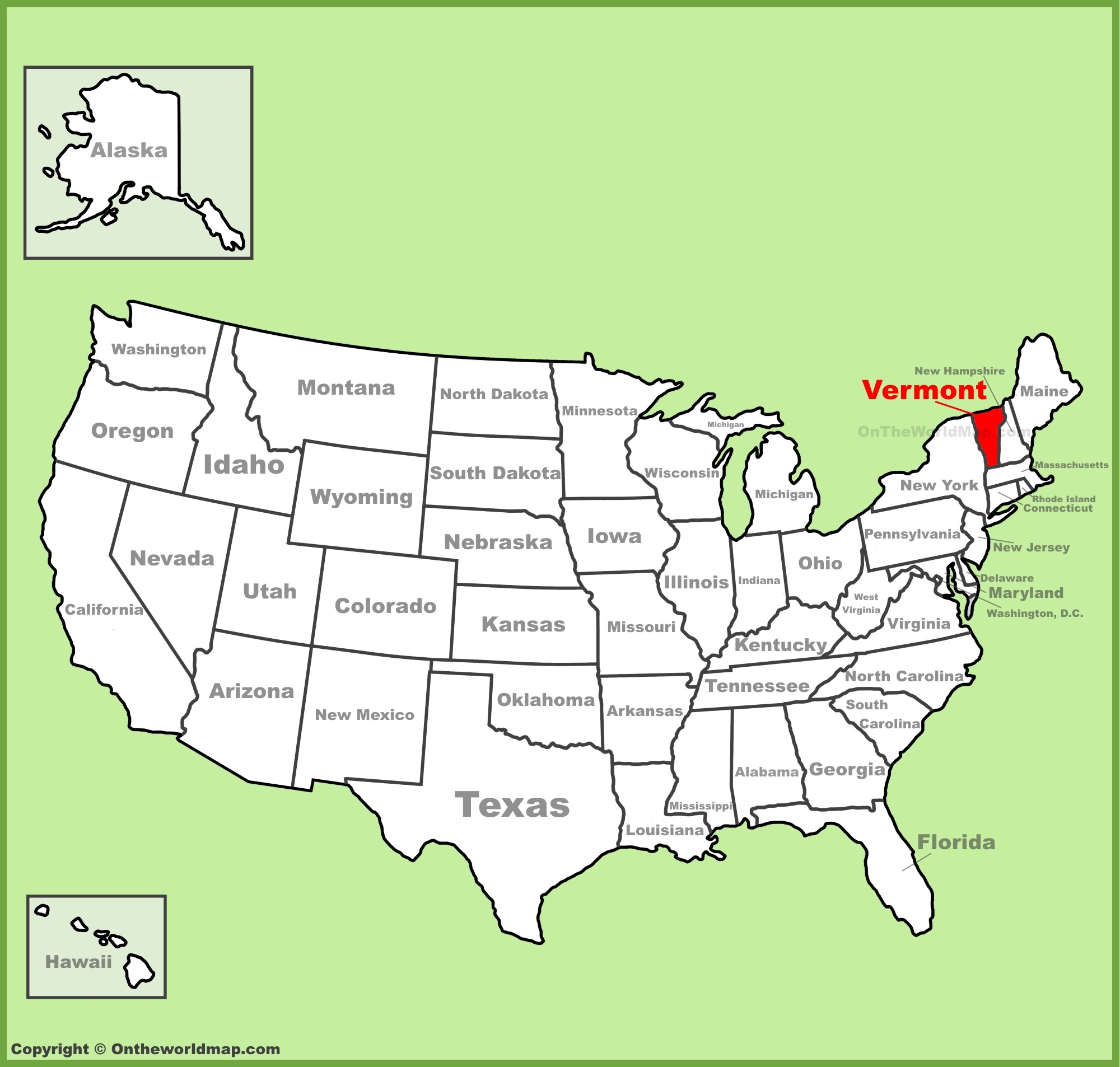 Vermont Location On The U S Map Ontheworldmap