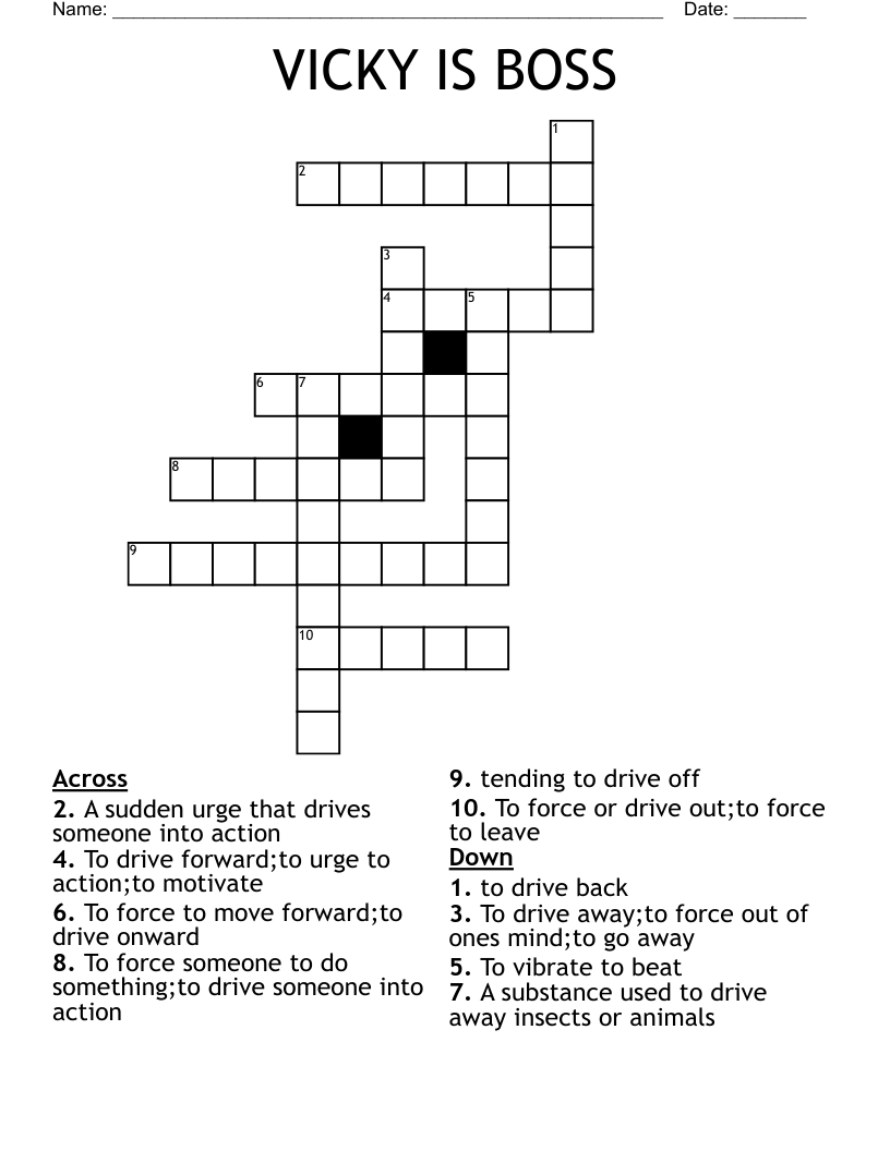 VICKY IS BOSS Crossword WordMint VICKY IS BOSS Crossword WordMint