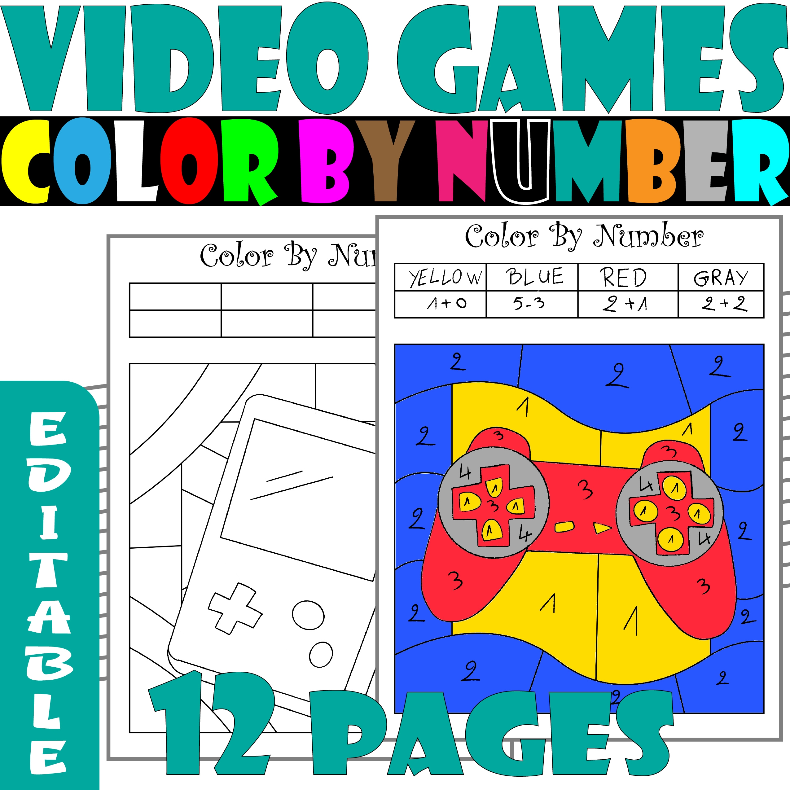 Video Games Color By Number Editable Video Games Color By Math Activities Made By Teachers Video Games Color By Number Editable Video Games Color By Math Activities Made By Teachers