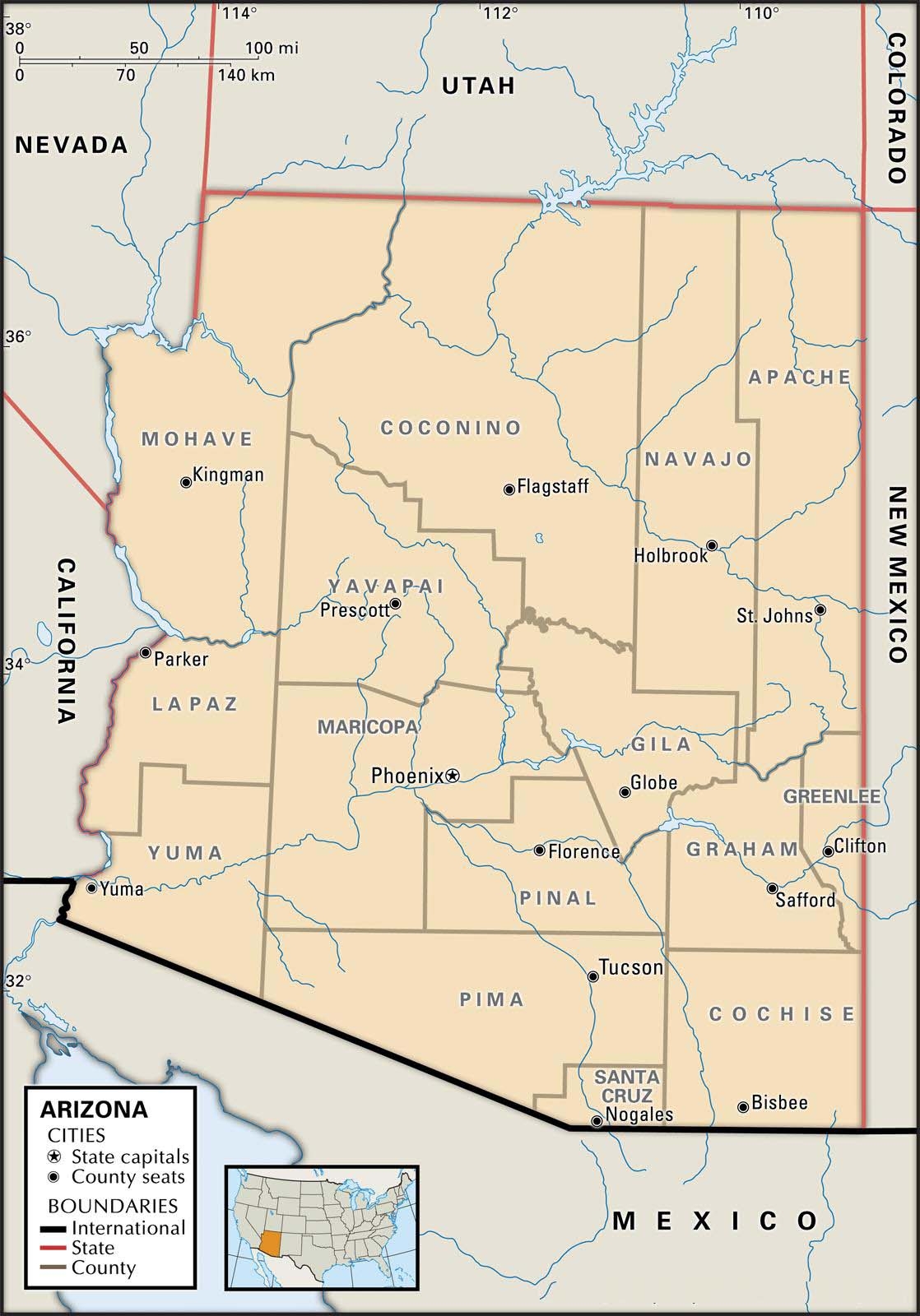 View City County And State Maps Of Arizona