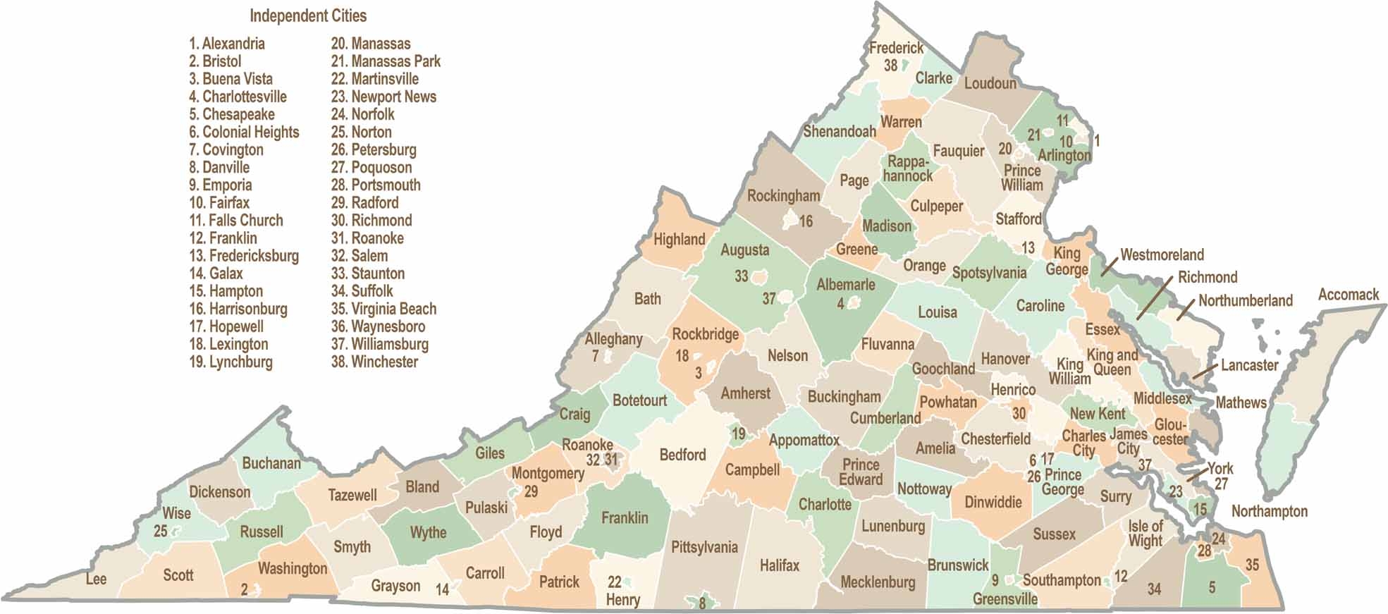 Virginia County Map US County Maps