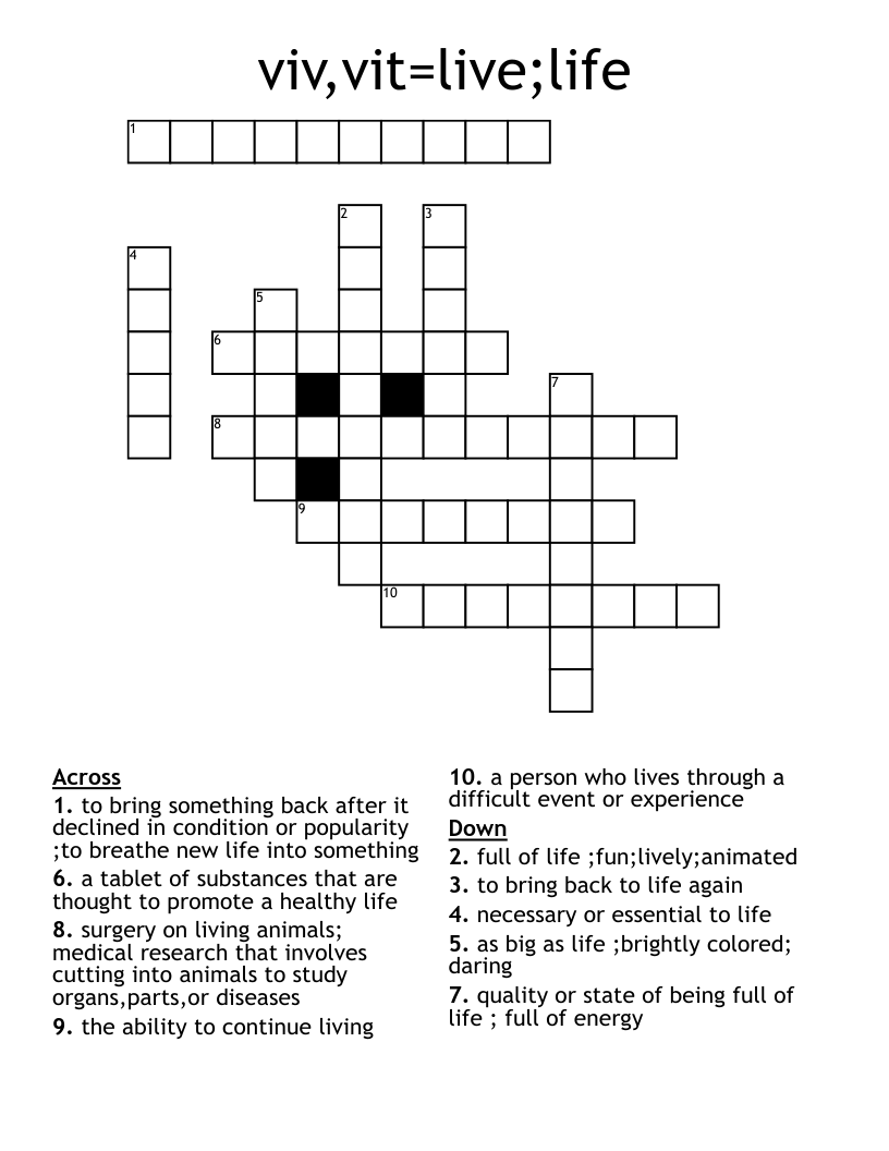 Viv Vit Words Crossword WordMint