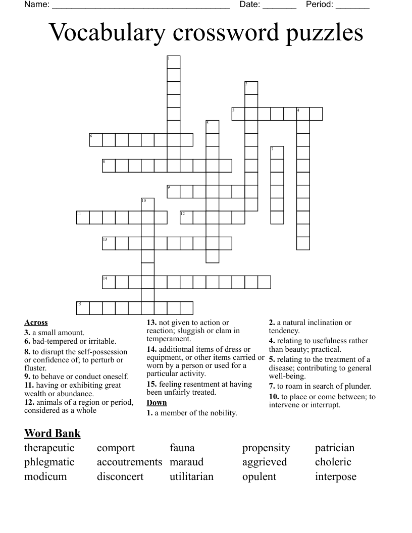 Vocabulary Crossword Puzzles WordMint