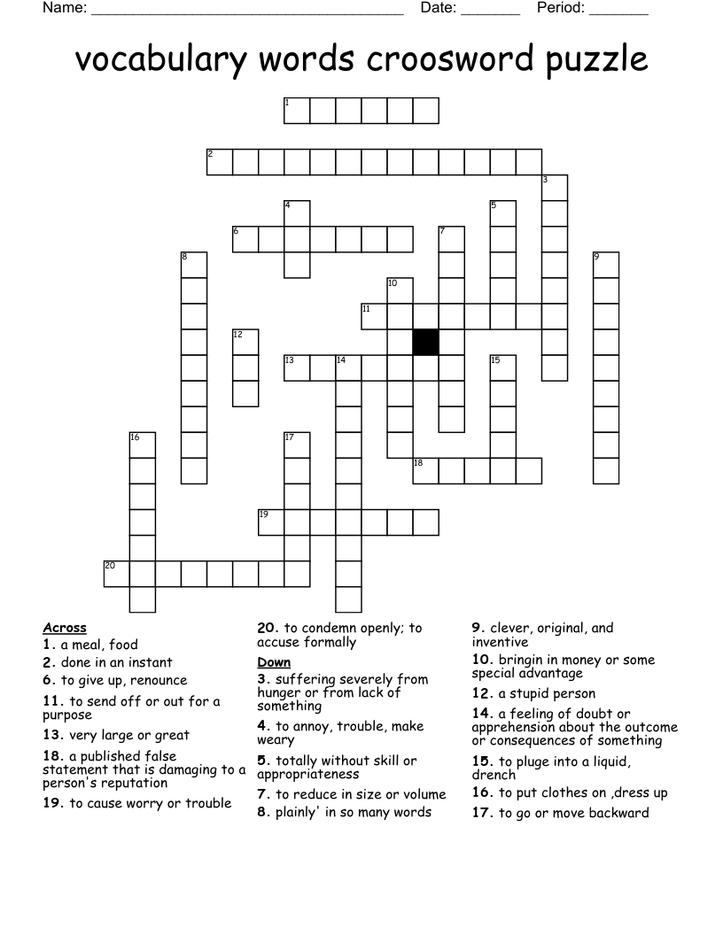 Vocabulary Words Croosword Puzzle Crossword WordMint Vocabulary Words Croosword Puzzle Crossword WordMint