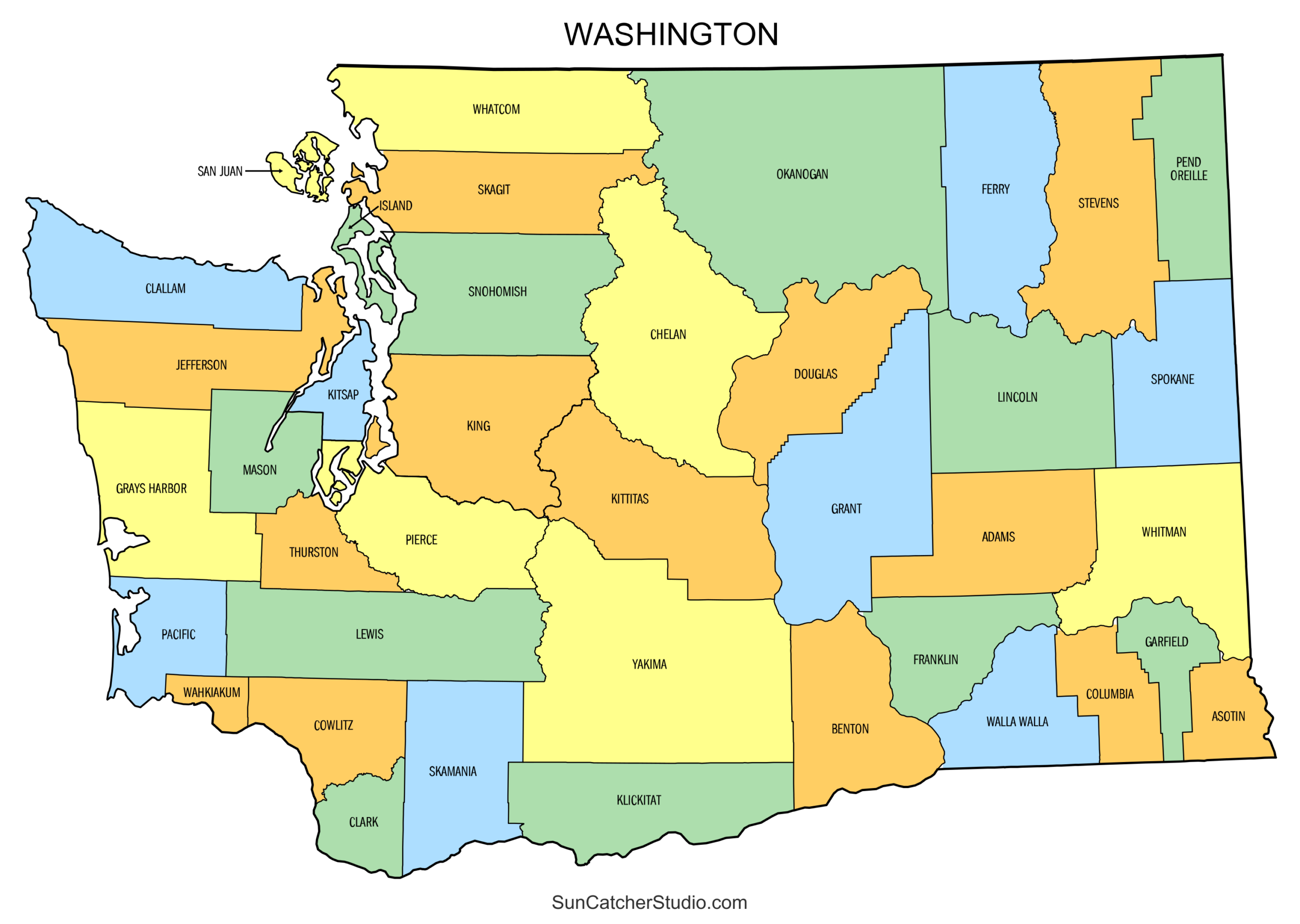 Washington County Map Printable State Map With County Lines Free Printables Lettering SVG Files Tools Apps
