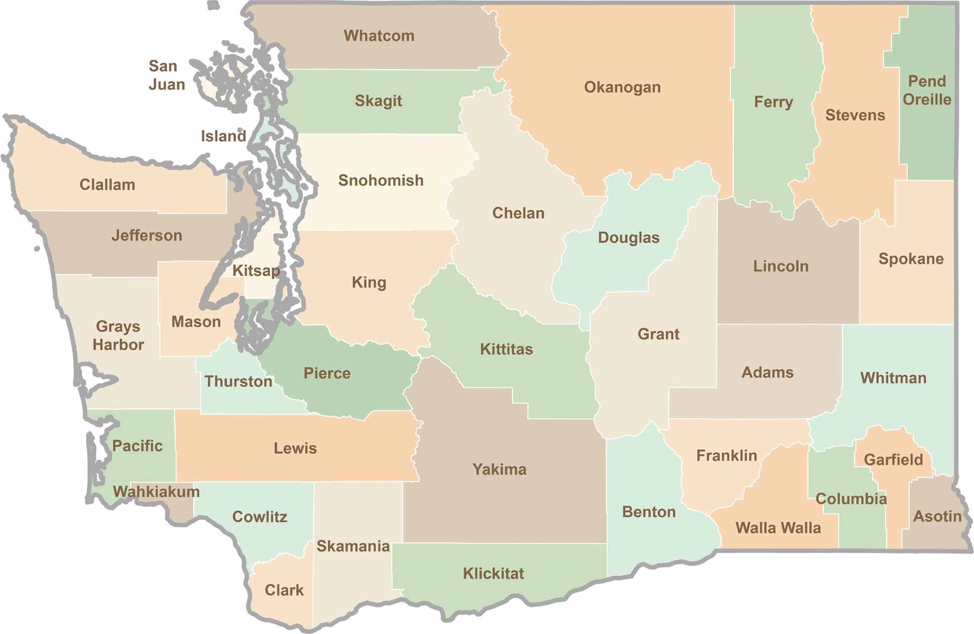 washington state map with counties washington state map with counties