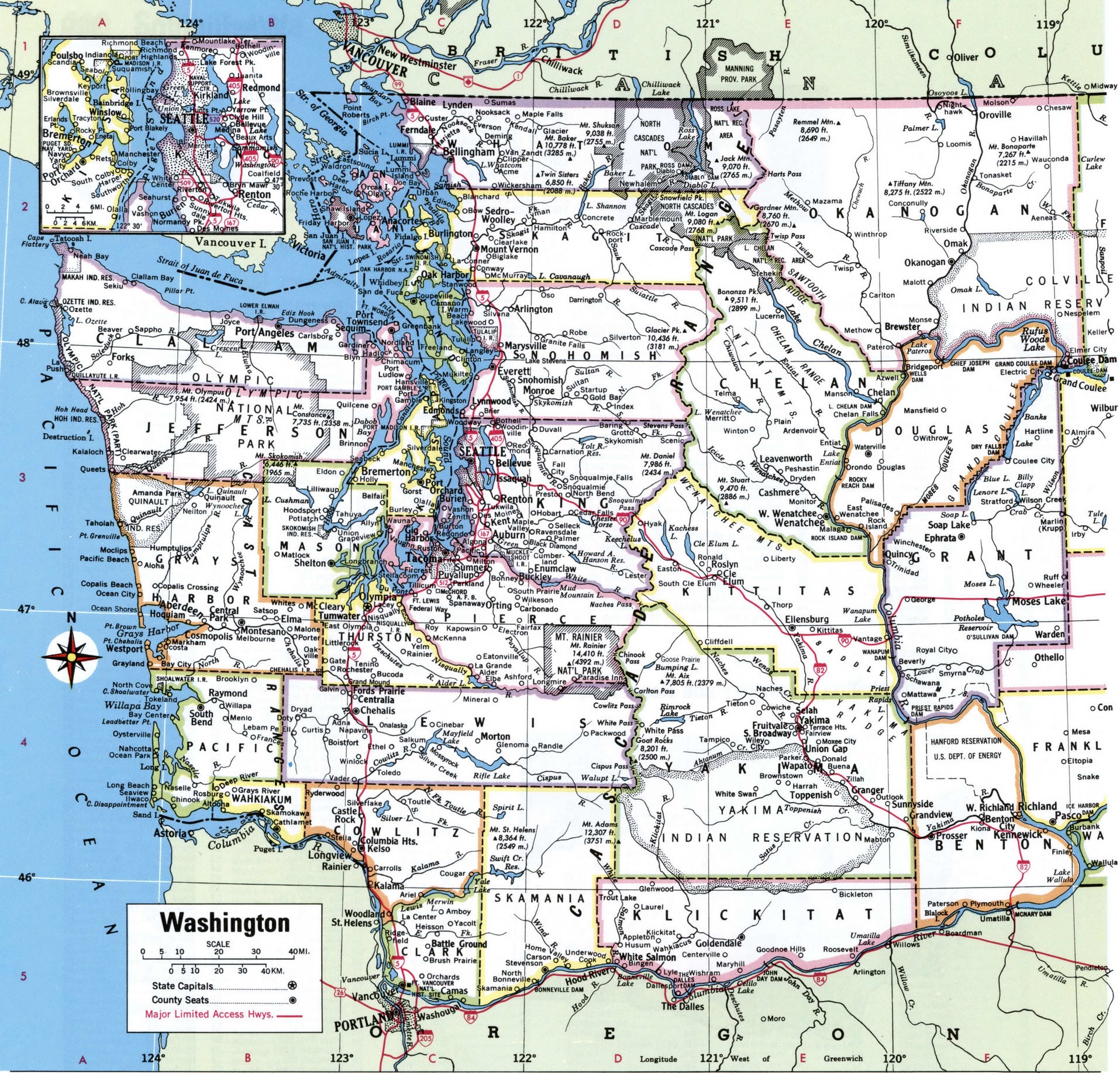 Washington Map With Counties Free Printable Map Of Washington Counties And Cities