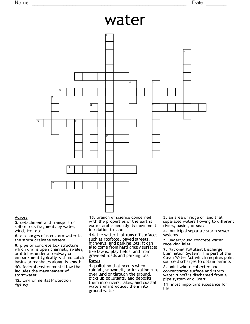 Water Crossword WordMint