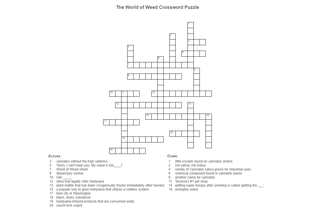 Weed Crossword Puzzle Archives World Of Weed