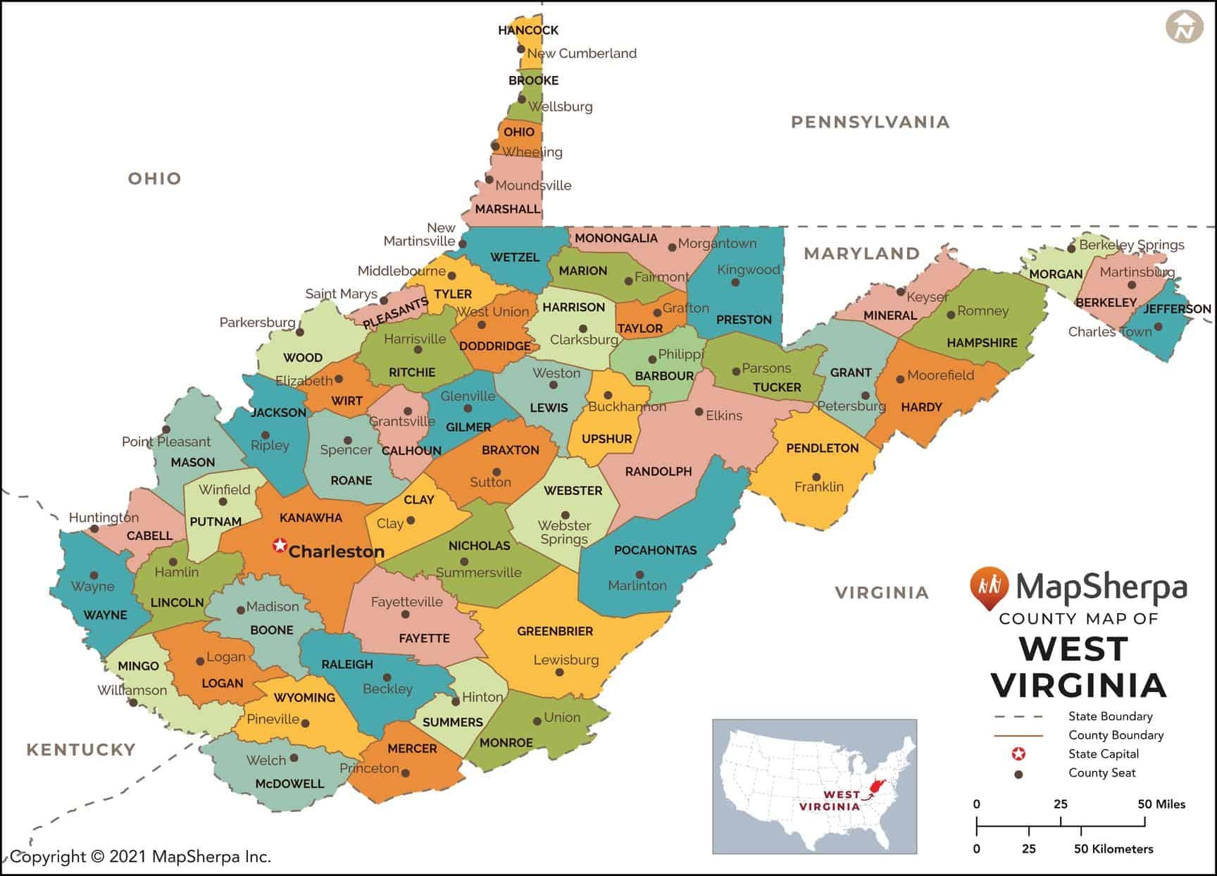 West Virginia Counties Map By MapSherpa The Map Shop West Virginia Counties Map By MapSherpa The Map Shop