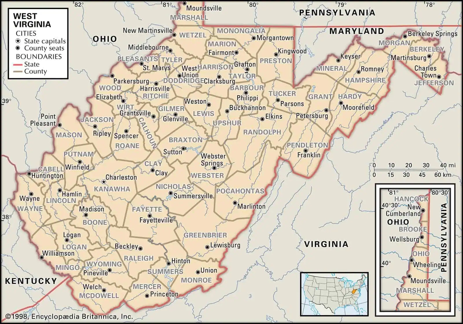 West Virginia County Maps Interactive History Complete List