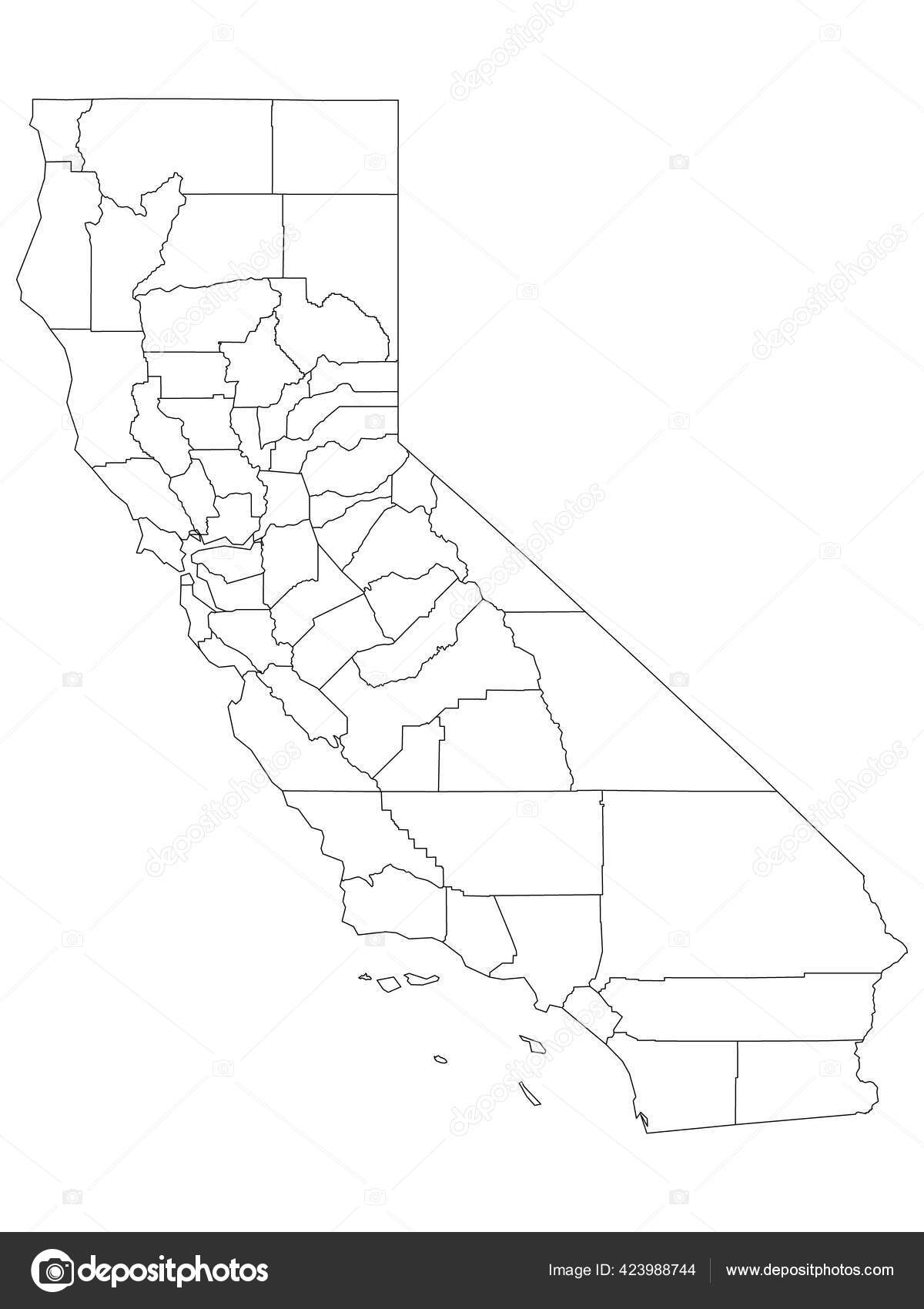 White Outline Counties Map State California Stock Vector By momcilo jovanov 423988744