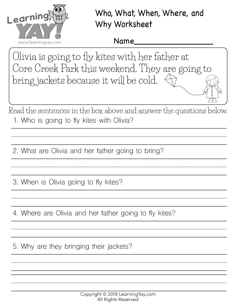Who What When Where And Why Worksheet For 1st Grade Free Printable Who What When Where And Why Worksheet For 1st Grade Free Printable