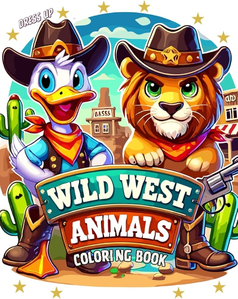 Wild West Animals Dressed Up Kids Coloring Ages 4 8 Western Scenes Animal Cowboys Western Wonders Coloring Series CBS Magic 9798328710275 Amazon Books
