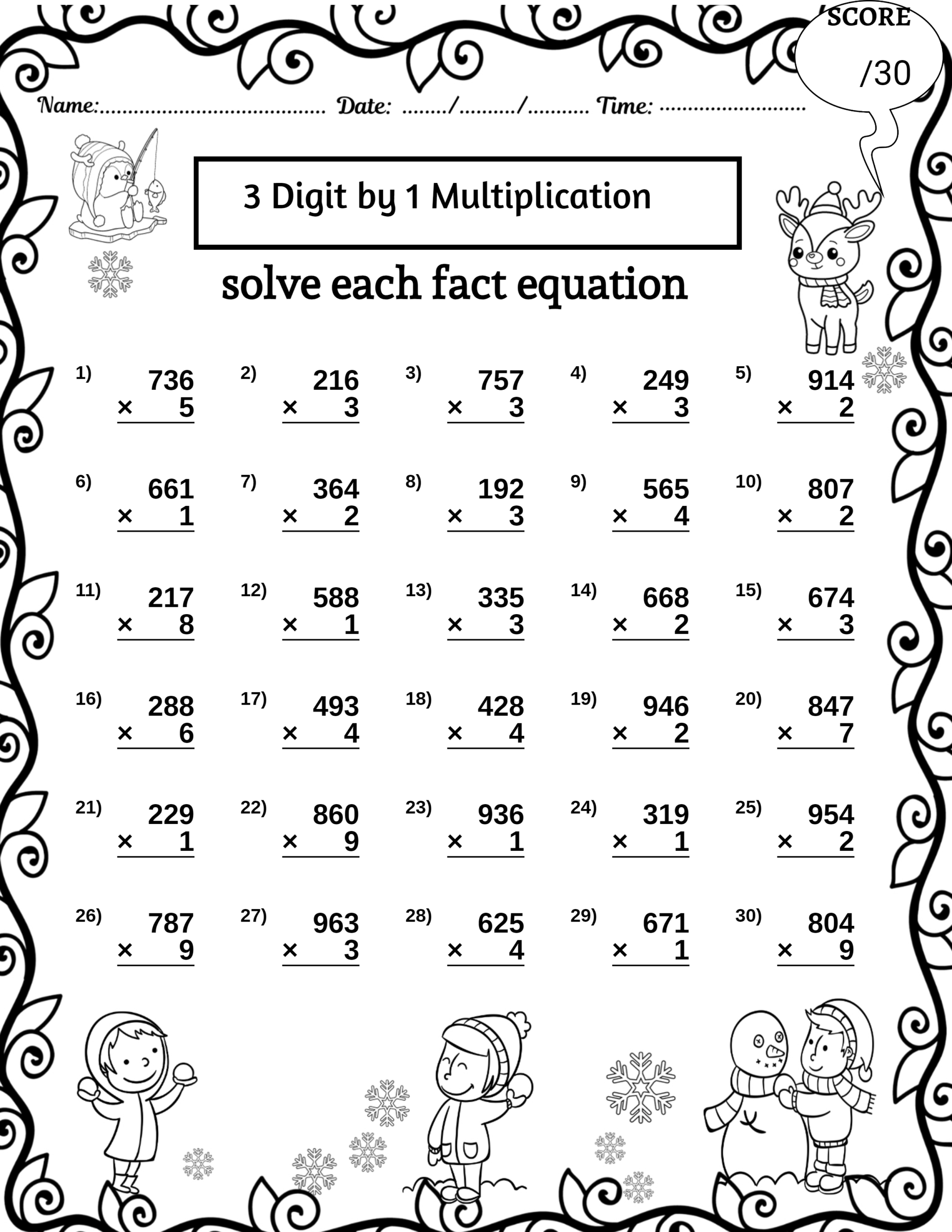 Winter 3 Digit By 1 Digit Multiplication Division Missing Numbers Worksheets Made By Teachers Winter 3 Digit By 1 Digit Multiplication Division Missing Numbers Worksheets Made By Teachers