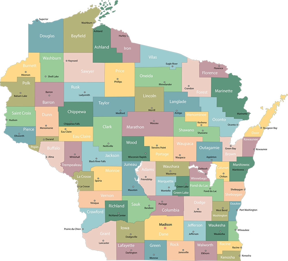 map of counties of wisconsin map of counties of wisconsin