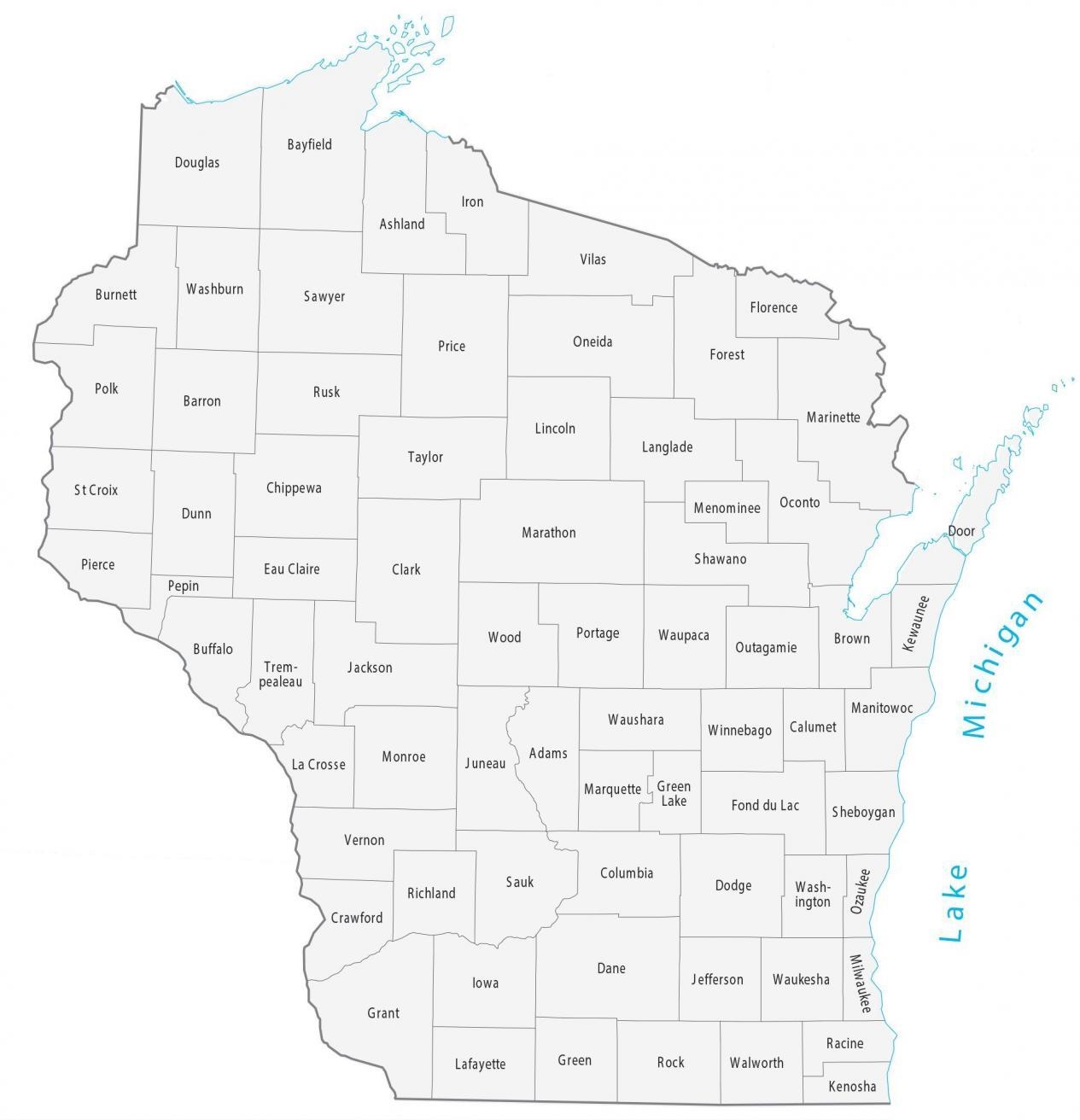 wisconsin map counties and cities