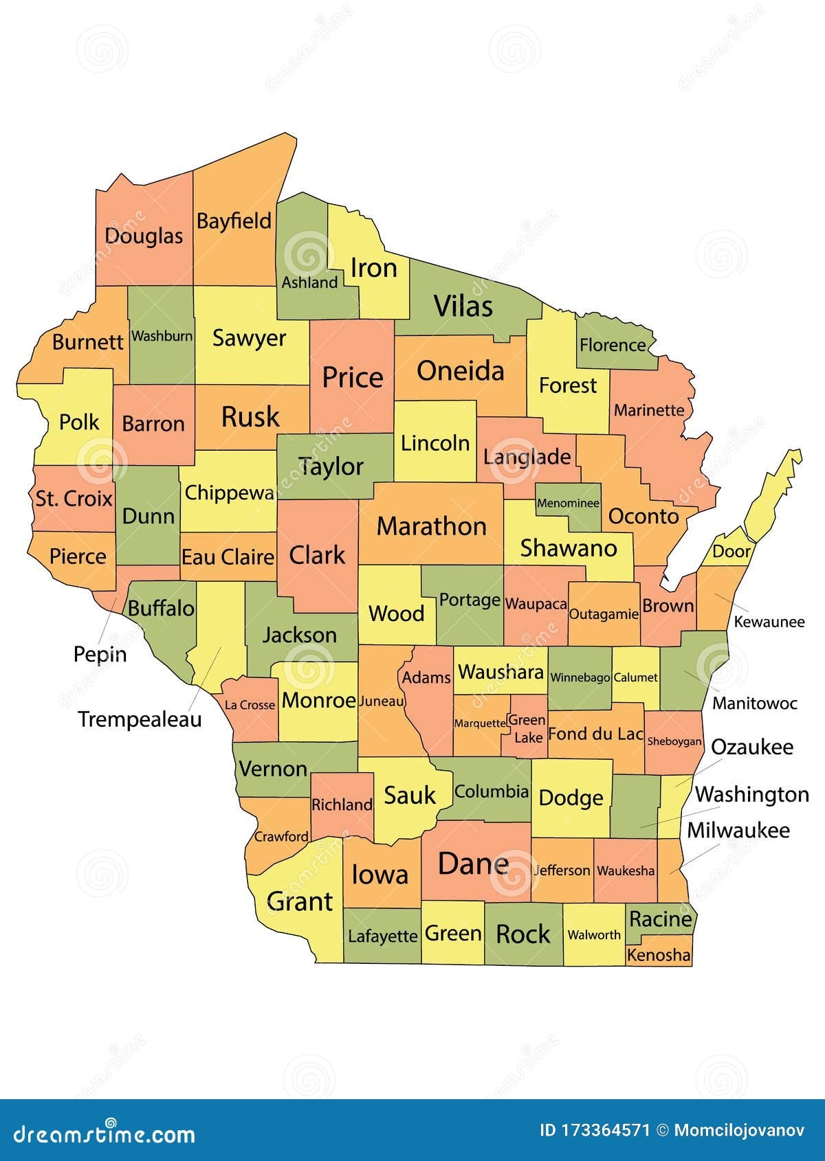 Wisconsin County Map Stock Vector Illustration Of Georgia 173364571 Wisconsin County Map Stock Vector Illustration Of Georgia 173364571