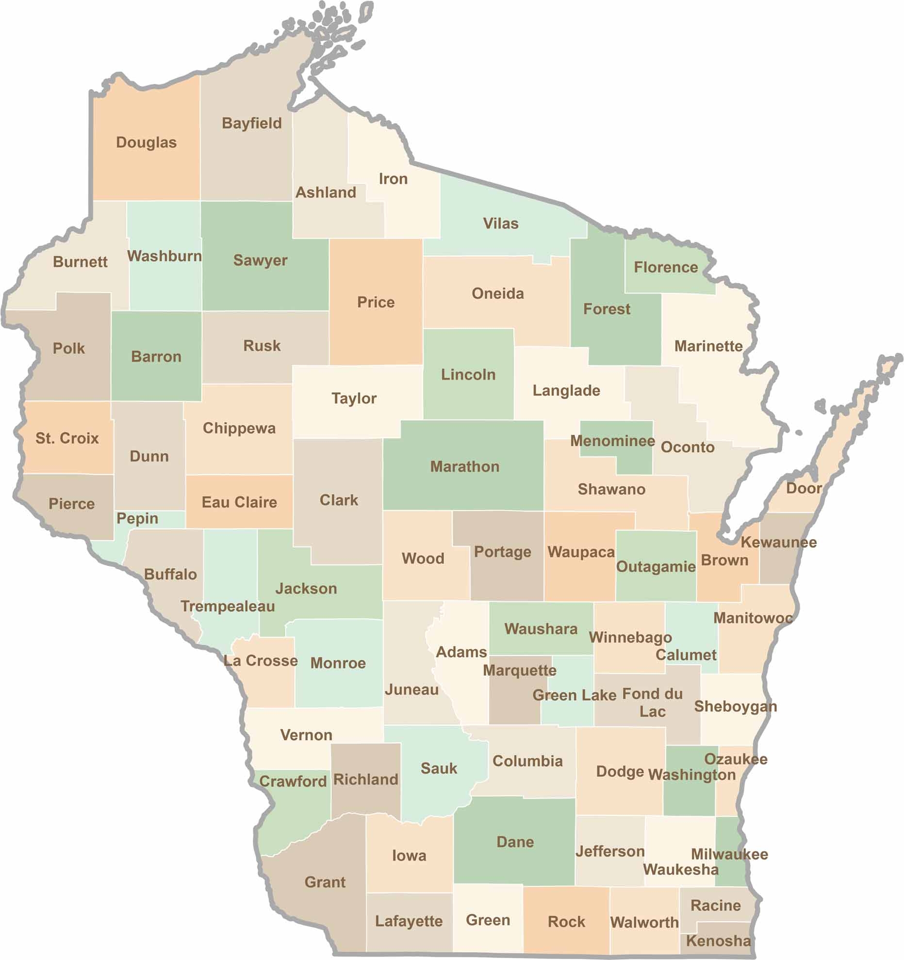 Wisconsin County Map US County Maps