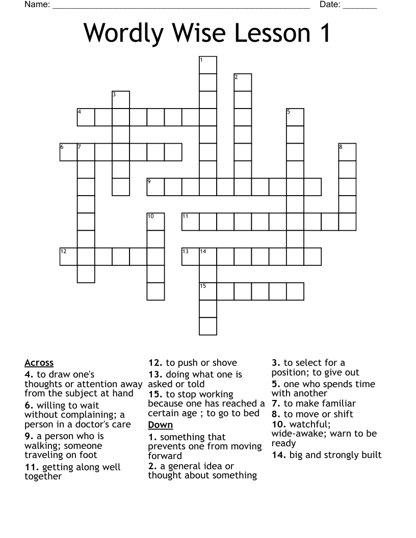 Wordly Wise Lesson 1 Crossword WordMint Wordly Wise Lesson 1 Crossword WordMint