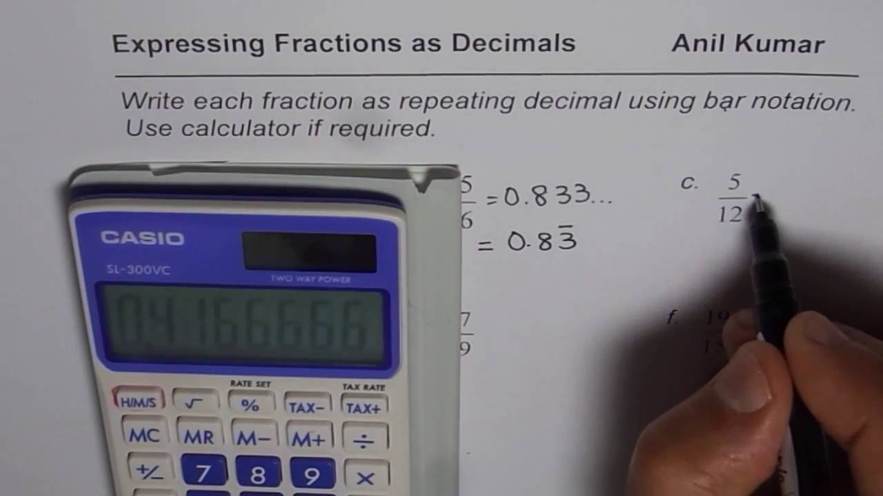 Write Each Fraction As Repeating Fraction With Bar Notation YouTube Write Each Fraction As Repeating Fraction With Bar Notation YouTube