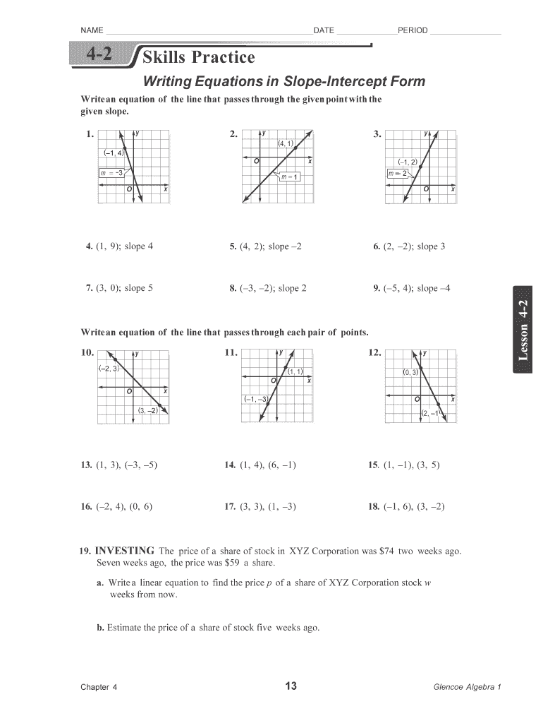 Writing Equations In Slope Intercept Form Worksheet Fill Out Sign Online DocHub