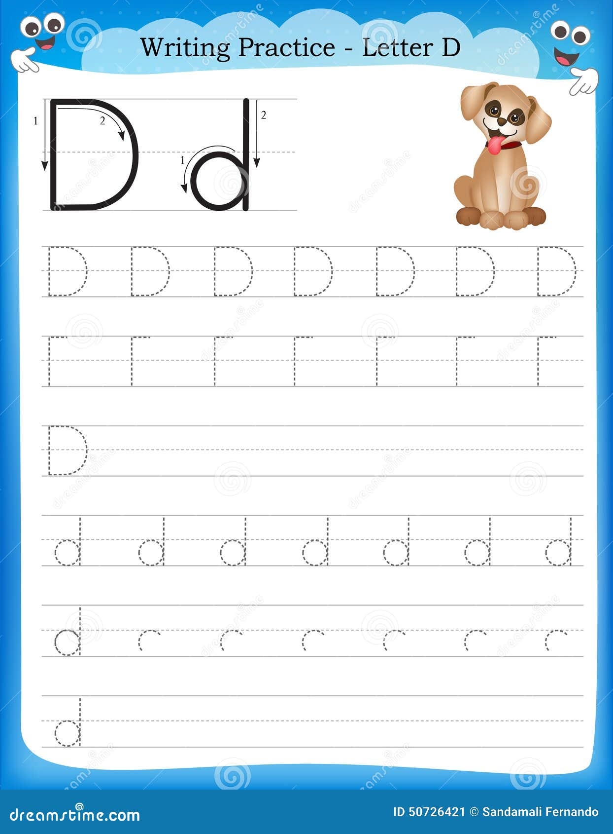 Writing Practice Letter D Stock Vector Illustration Of Kindergarten 50726421 Writing Practice Letter D Stock Vector Illustration Of Kindergarten 50726421