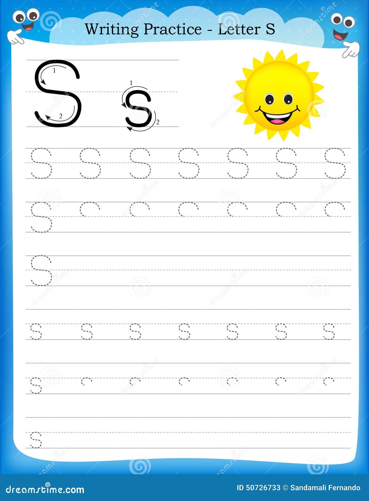 Writing Practice Letter S Stock Vector Illustration Of Practise 50726733