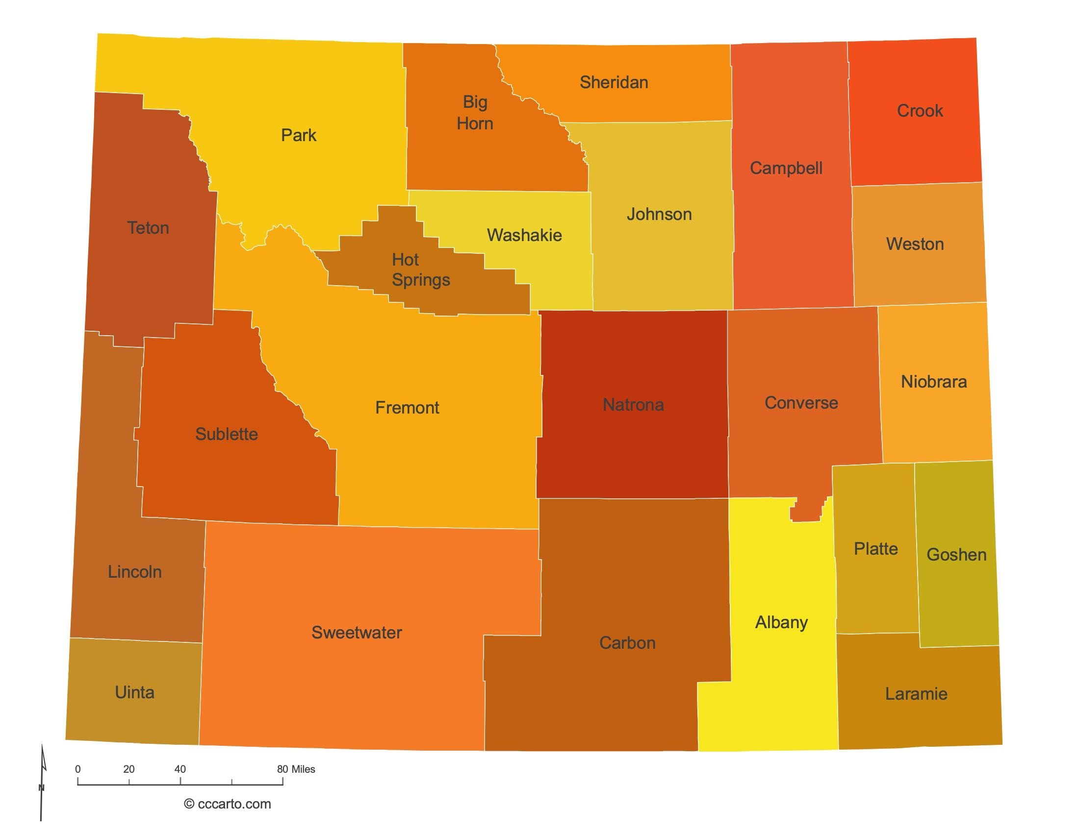 Wyoming State Maps Counties All 23 Wyoming Counties CCCarto Wyoming State Maps Counties All 23 Wyoming Counties CCCarto