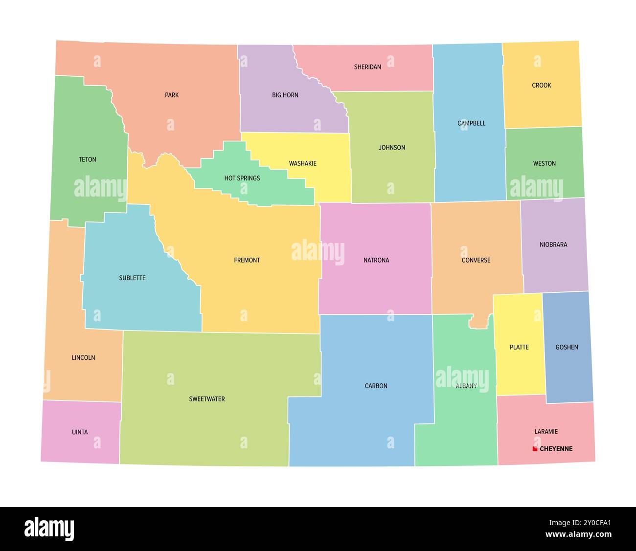 Wyoming U S State Subdivided Into 23 Counties Multi Colored Political Map With Capital Cheyenne Borders And County Names Stock Photo Alamy Wyoming U S State Subdivided Into 23 Counties Multi Colored Political Map With Capital Cheyenne Borders And County Names Stock Photo Alamy