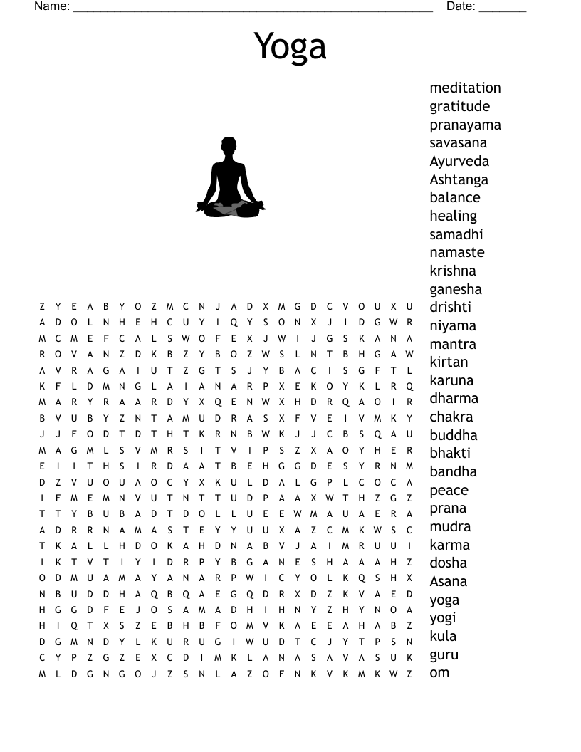 Yoga Poses Sanskrit Crossword WordMint